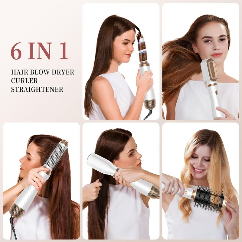 trylater 6 in 1 Hair Dryer Brush, Upgrade Detachable Blow Dryer Air Styler Wrap Curler, Hot Air Brush Curly Twist Curling Iron, Negative Ion Blow Dryer Hot Styler, Travel Hair Styling Tool - Image 3